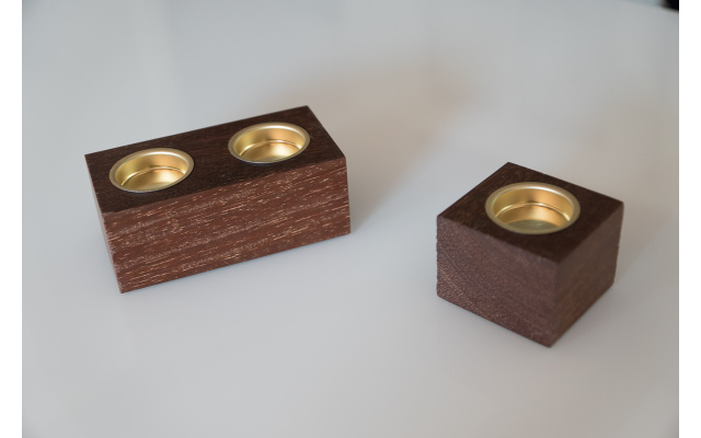 Teelichthalter 'Bloc' H3-2 aus Amaranth | upcycling